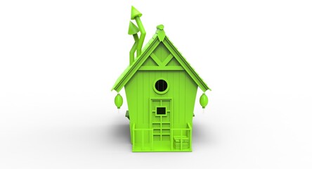 3d illustration of the cartoon child house
