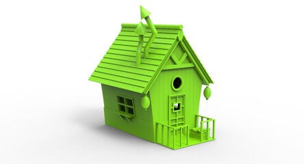 3d illustration of the cartoon child house
