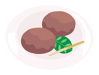春のお彼岸の牡丹餅のイラスト