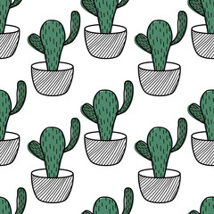 set of cactus. Cactus on a white background. Cactus icon. Seamless pattern. Seamless wallpaper. Patterns for decoration.