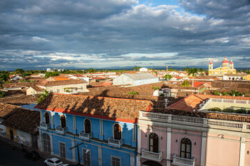 View from the La Merced bell tower of the roofs of colonial Granada, Nicaragua