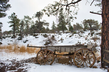 Fototapeta na wymiar Wild West Wagon New Mexico in Winter