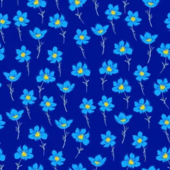 Papier Peint photo autocollant Bleu foncé Modèle sans couture de printemps de prairie de nuit pour la robe