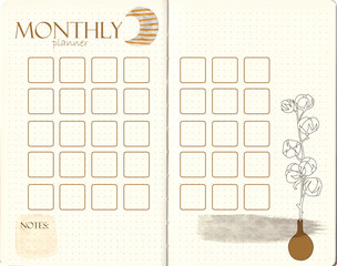 Monthly planner template. Back to school, study, modern planner, bullet journal - 482198861