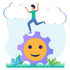 Illustration vector graphic cartoon character of motivation, Optimism, positive thinking.