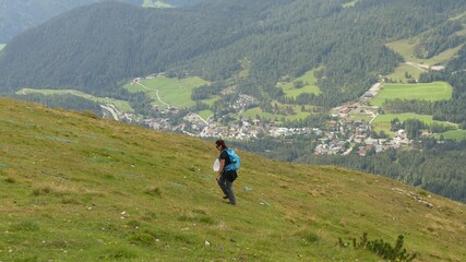Fototapeta na wymiar woman on an ascent in the Alps - Seefeld in Tyrol, Austria.