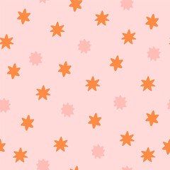 Abstract seamless patterns with stars and flowers. Retro vector background textile print, surface design and wrapping paper.