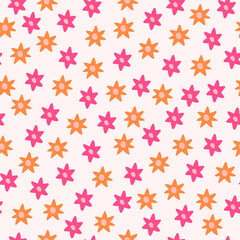 Abstract seamless patterns with daisy flowers. Retro vector background textile print, surface design and wrapping paper.