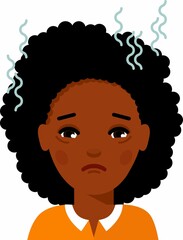 Vector Illustration of a Sick Woman with Headache