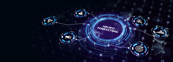 Neuromarketing. Sales and advertising marketing strategy concept. Business, Technology, Internet and network concept. 3d illustration