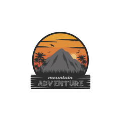 mountain logo vector, natural scenery illustration design