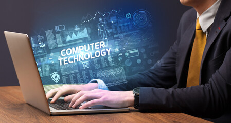 Businessman working on laptop