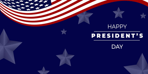 President's Day Background template design. with 3D stars. Banners, Posters, Greeting Cards. Vector Illustration.