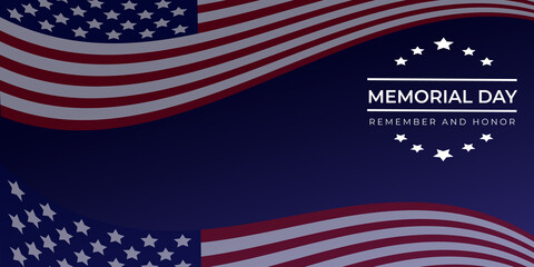 Memorial Day - Remember and honor with the American flag, vector illustration template. 