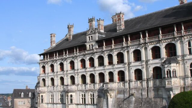 Blois, France - 12/09/2020: main facade of the royal castle of blois