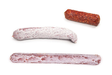Tasty salami isolated on a white background.