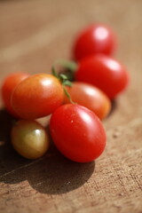tomatoes on a wooden table