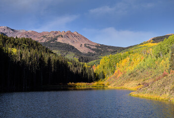 Beautiful Autumn Color in the San Juan Mountains of Colorado. Woods Lake in the Lizard Head...