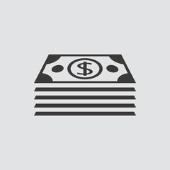 Money cash icon isolated of flat style. Vector illustration.