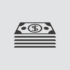 Money cash icon isolated of flat style. Vector illustration.