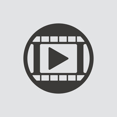 Play Video icon isolated of flat style. Vector illustration.