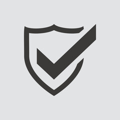 Shield icon isolated of flat style. Vector illustration.
