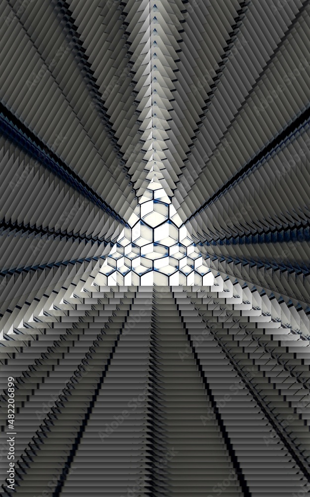 Aufkleber triangular repeating concentric contemporary in shades of grey with drop shadows
