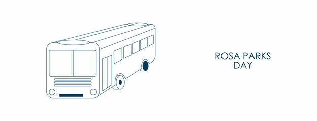 Illustration of Bus in a single line in isometric view for Rosa Parks Day 4th February. - obrazy, fototapety, plakaty