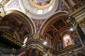 Fototapeta na wymiar Interior of the St. Paul's Cathedral, Mdina, Malta 