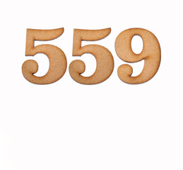 Number 559 - Piece of wood isolated on white background
