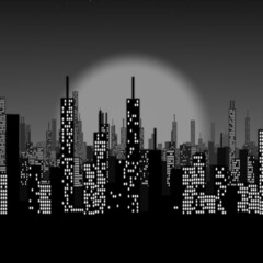 shades of grey stylized city skyline