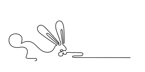Fototapeta premium Easter Bunny continuous One Line hand drawn. Spring. Easter minimalist card line art style with rabbit. Contour sketch vector illustration.