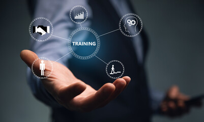 man holding phone with training concept