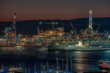 Fototapeta na wymiar Genoa view of the Porto Antico