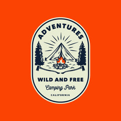 Hand Drawn Vintage Adventure Outdoor Camping Logo Badge