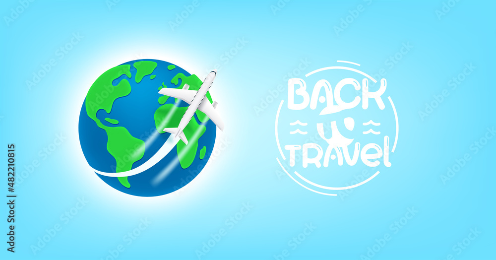 Poster travel concept with aircraft. back to travel. 3d vector banneк with copy space