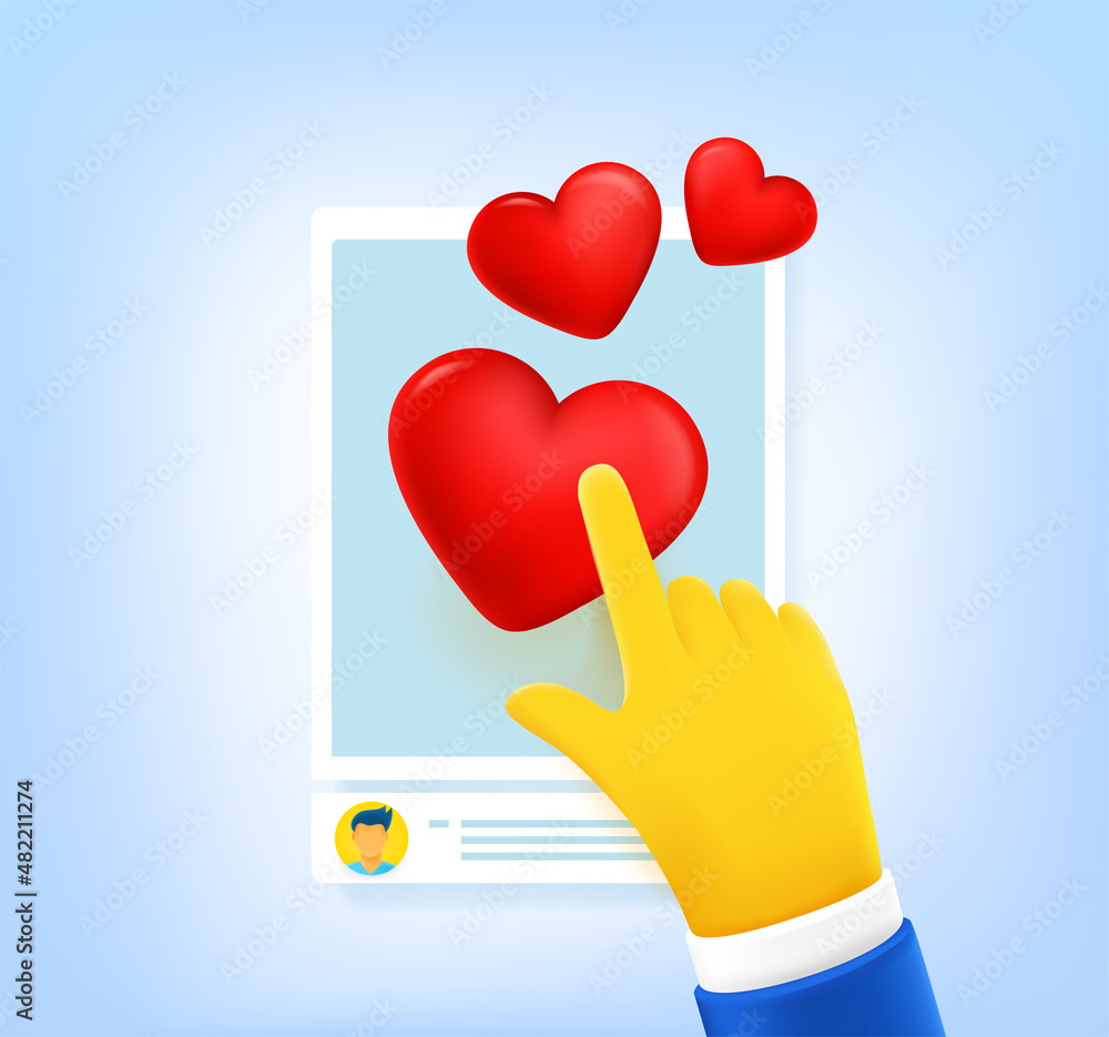 Poster making evaluation in internet. i love it concept. 3d vector illustration