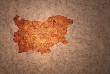 map of bulgaria on a old vintage crack paper background