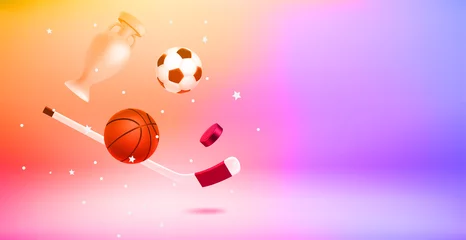 Fototapeten Lila Sports. 3d vector landscape orientation banner with copy space  © tovovan