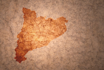map of catalonia on a old vintage crack paper background