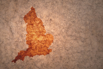 map of england on a old vintage crack paper background