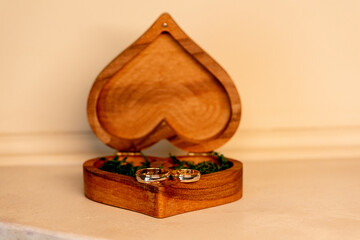 wooden box with jewelry