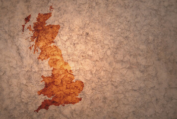 map of great britain on a old vintage crack paper background