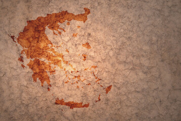 map of greece on a old vintage crack paper background