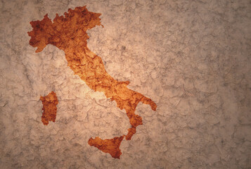 map of italy on a old vintage crack paper background