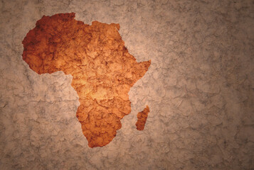 map of africa on a old vintage crack paper background
