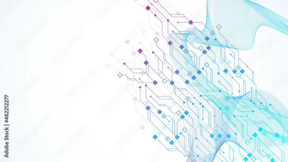 Poster technology abstract circuit board texture background. high-tech futuristic circuit board banner wall