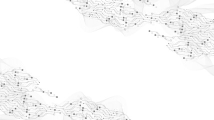 Technology abstract circuit board texture background. High-tech futuristic circuit board banner wallpaper. Digital data. Engineering electronic motherboard illustration