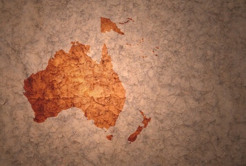 map of oceania on a old vintage crack paper background