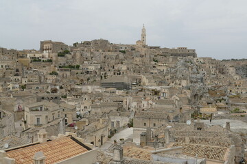 Fototapeta na wymiar panorama of Sasso Caveoso in Matera with typical rupestrian churches excavated inside the rock